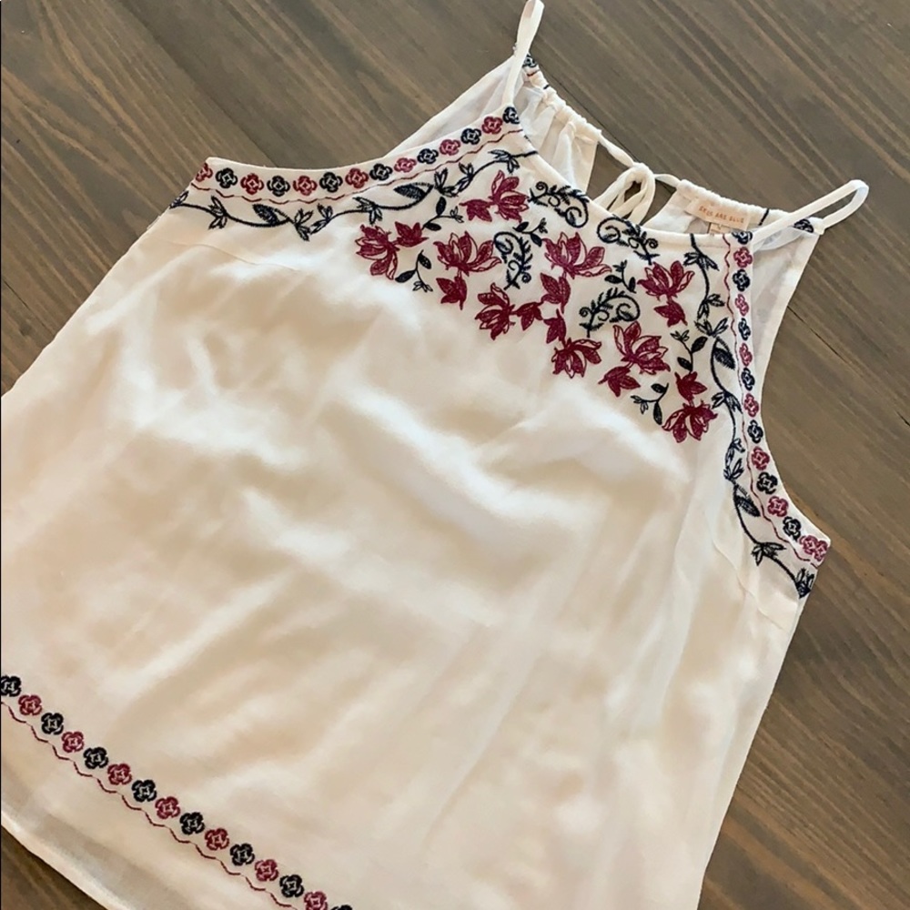 Embroidered Floral Halter Top